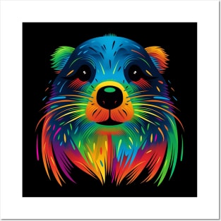 Beaver Face Cute and Funny Colorful Animal Art Lover Posters and Art